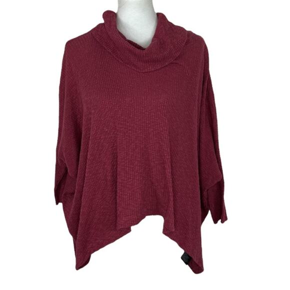 FP Beach World Traveler Mauve Soft Stretchy Split  Cowl Neck Pullover - Picture 3 of 7